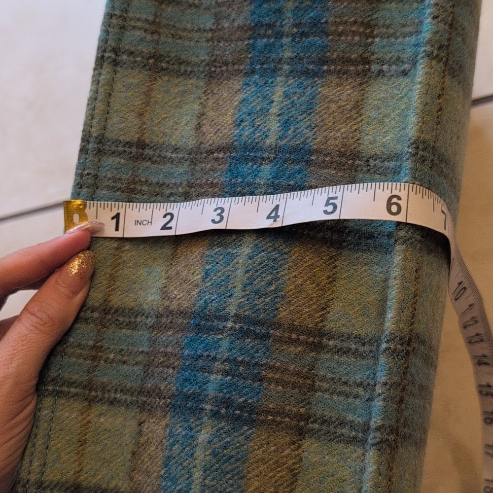 NWT Sandro Tartan Kasbah Wool Tote Blue And Green Large With Handles - Picture 12 of 16